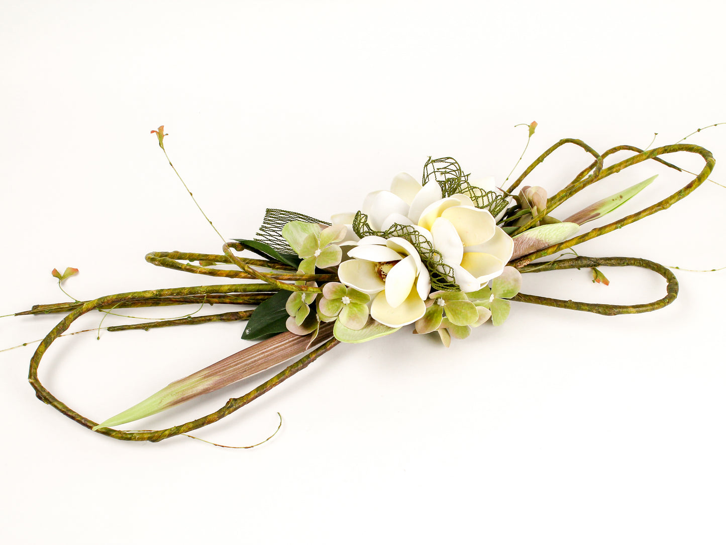 Bouquet Da Appoggio Di Fiori Artificiali Con Magnolie Bianche